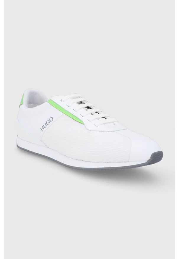 Hugo Buty Cyden kolor biały. Nosek buta: okrągły. Zapięcie: sznurówki. Kolor: biały. Materiał: guma. Obcas: na obcasie. Wysokość obcasa: niski