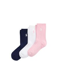 Zestaw 3 par wysokich skarpet dziecięcych Polo Ralph Lauren. Wzór: kolorowy