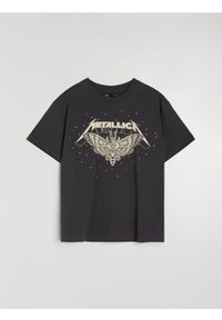 Sinsay - Bawełniana koszulka z nadrukiem Metallica - szary. Kolor: szary. Materiał: bawełna. Wzór: nadruk #1