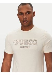 Guess T-Shirt M5GI07 I3Z14 Écru Slim Fit. Materiał: bawełna