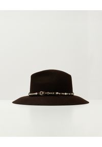 GOLDEN GOOSE - Wełniany kapelusz Fedora. Kolor: brązowy. Materiał: wełna. Wzór: aplikacja #4