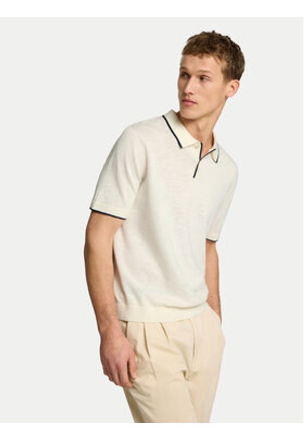 Selected Homme Sweter 16096391 Beżowy Regular Fit. Kolor: beżowy. Materiał: bawełna