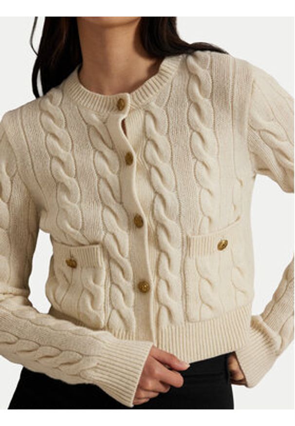 Polo Ralph Lauren Kardigan 211978312500 Écru Regular Fit. Typ kołnierza: polo. Materiał: wełna