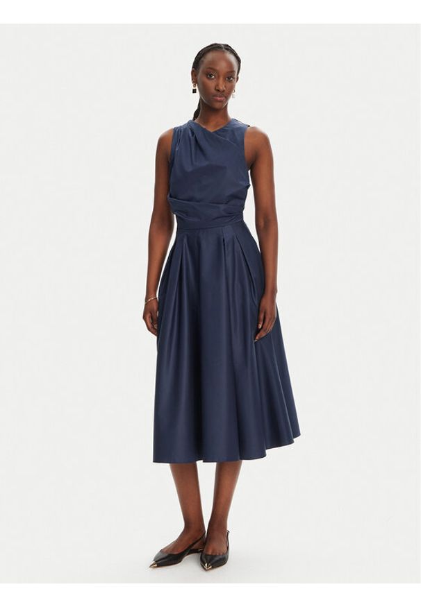 Elisabetta Franchi Sukienka koktajlowa AB-T52-52E2-V440 Granatowy Regular Fit. Kolor: niebieski. Materiał: bawełna. Styl: wizytowy