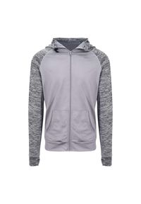 JUST COOL - Bluza Rozpinana Męska Kontrastowa Melanż Slim. Kolor: szary. Wzór: melanż