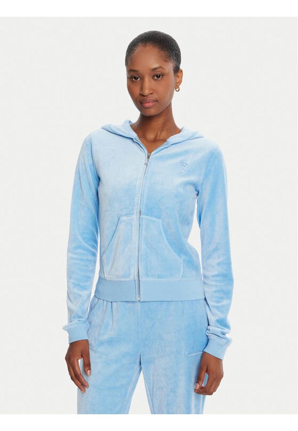 Juicy Couture Bluza Robyn JCSEBJ007 Niebieski Slim Fit. Kolor: niebieski. Materiał: welur, bawełna