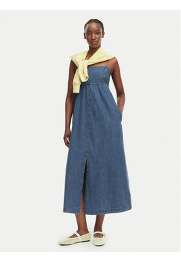 Tommy Jeans Sukienka jeansowa DW0DW22342 Niebieski Slim Fit. Kolor: niebieski. Materiał: bawełna