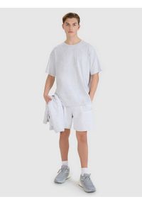 4f - 4F T-shirt oversize gładki uniseks - szary XS. Okazja: na co dzień. Kolor: szary. Materiał: bawełna, dzianina, jersey. Długość rękawa: krótki rękaw. Długość: krótkie. Wzór: gładki. Styl: klasyczny, casual, sportowy #2