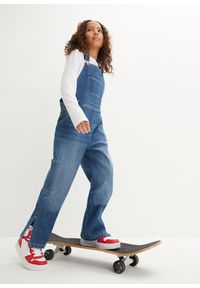 bonprix - Dżinsy ogrodniczki wide leg. Kolor: niebieski #3