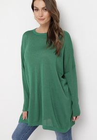Born2be - Zielony Sweter Oversize z Metaliczną Nitką Herfela. Kolor: zielony. Sezon: zima #4