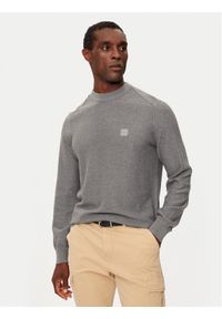 BOSS - Boss Sweter Anion_S 50527584 Szary Regular Fit. Kolor: szary. Materiał: bawełna