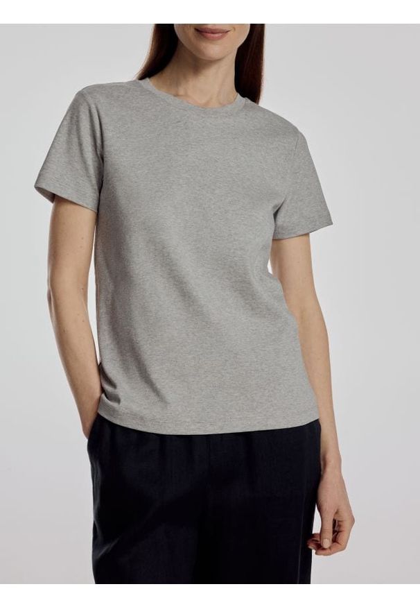 Reserved - Bawełniany t-shirt - jasnoszary. Kolor: szary. Materiał: bawełna