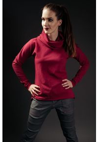 Hultaj Polski - Bluza jaskółkowa amarant. Typ kołnierza: komin, kaptur. Materiał: tkanina, dzianina, materiał, bawełna, elastan. Długość: krótkie