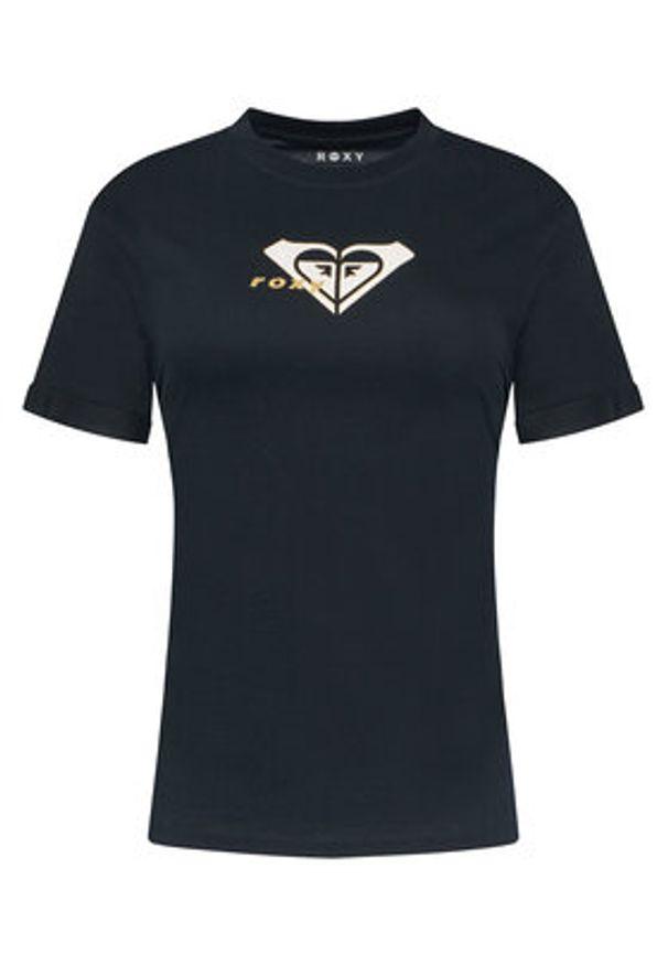 Roxy T-Shirt Oceanregular ERJZT06078 Czarny Regular Fit. Kolor: czarny. Materiał: bawełna