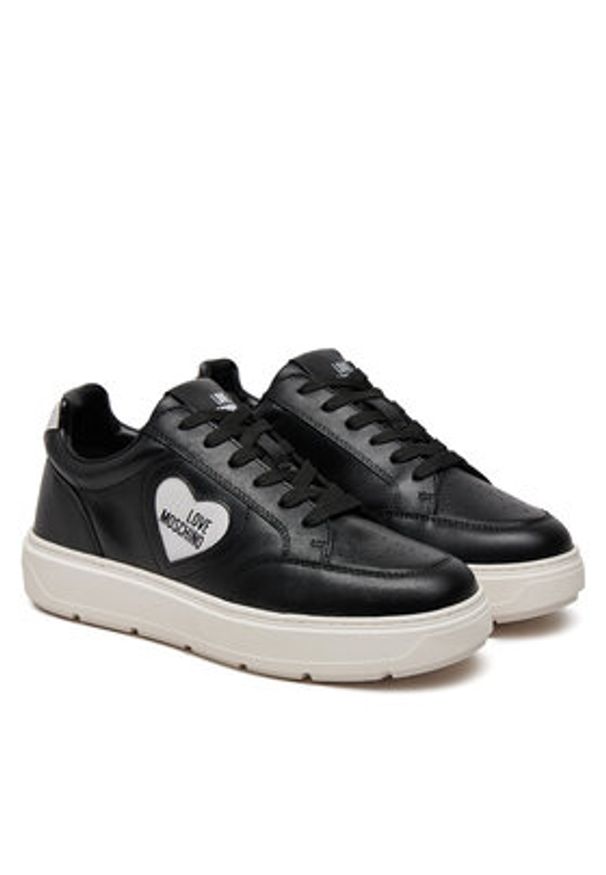 Love Moschino - LOVE MOSCHINO Sneakersy JA15154G1MIA100A Czarny. Kolor: czarny. Materiał: skóra