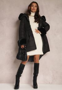 Renee - Czarna Kurtka Pikowana z Futerkiem Pasilinai. Kolor: czarny. Materiał: futro. Długość rękawa: długi rękaw. Długość: długie. Sezon: zima, jesień #5