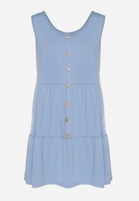 Born2be - Jasnoniebieska Sukienka o Rozkloszowanym Kroju na Szerokich Ramiączkach z Guzikami Saniella. Okazja: na co dzień. Kolor: niebieski. Długość rękawa: na ramiączkach. Typ sukienki: rozkloszowane. Styl: elegancki, casual, klasyczny #6