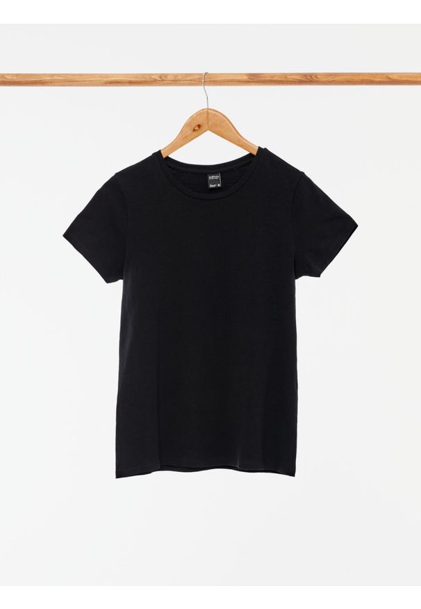 outhorn - Gładki t-shirt damski. Materiał: bawełna, elastan, jersey. Wzór: gładki