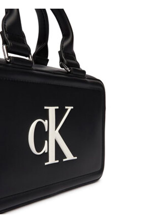 Calvin Klein Torebka Bold Ck Bauletto Crossbody LV04F3411G Czarny. Kolor: czarny. Materiał: skórzane