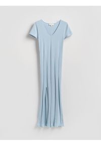 Reserved - Sukienka z lyocellem - jasnoniebieski. Kolor: niebieski. Materiał: jedwab, dzianina #1