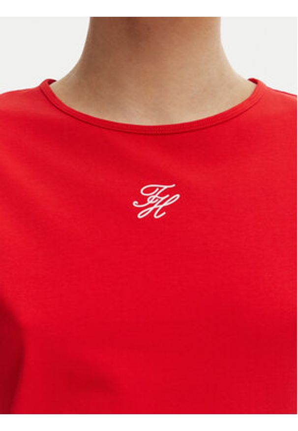 TOMMY HILFIGER - Tommy Hilfiger T-Shirt WW0WW48710 Pomarańczowy Slim Fit. Kolor: pomarańczowy. Materiał: bawełna