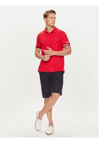 TOMMY HILFIGER - Tommy Hilfiger Polo Flag MW0MW34780 Czerwony Slim Fit. Typ kołnierza: polo. Kolor: czerwony. Materiał: bawełna, wiskoza