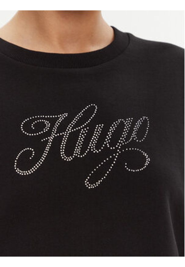 Hugo - HUGO Bluza 50537246 Czarny Oversize. Kolor: czarny. Materiał: bawełna