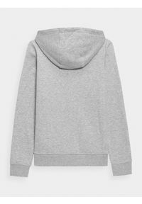 4f - Bluza dresowa rozpinana z kapturem damska. Okazja: na co dzień. Typ kołnierza: kaptur. Kolor: szary. Materiał: dresówka. Wzór: gładki, ze splotem. Styl: sportowy, klasyczny, casual. Sport: fitness #2