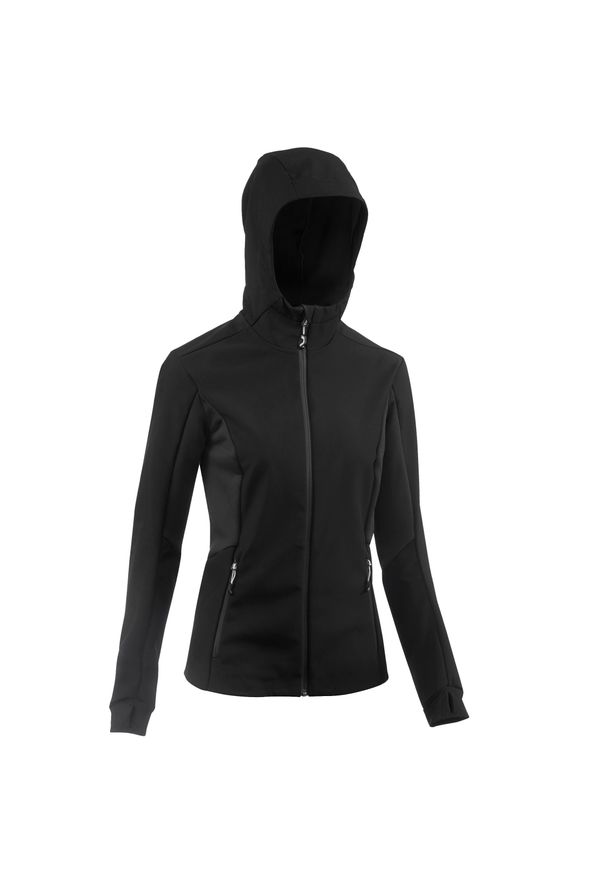 FORCLAZ - Kurtka softshell trekkingowa damska Forclaz Trek 500 Windwarm. Kolor: czarny. Materiał: softshell