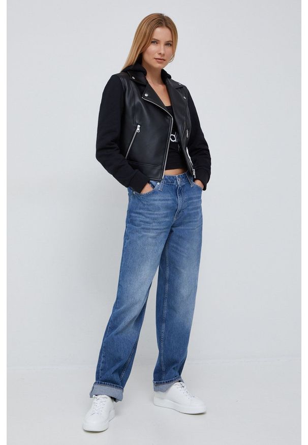 Calvin Klein Jeans ramoneska J20J218957.9BYY damska kolor czarny przejściowa. Okazja: na co dzień. Kolor: czarny. Styl: casual, klasyczny