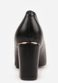 Born2be - Czarne Czółenka Vices na Geometrycznym Obcasie z Wkładką ze Skóry Naturalnej Midvire. Okazja: na co dzień, na spotkanie biznesowe, do pracy, na imprezę. Kolor: czarny. Materiał: skóra. Wzór: geometria. Obcas: na obcasie. Styl: casual, biznesowy, klasyczny. Wysokość obcasa: średni #5