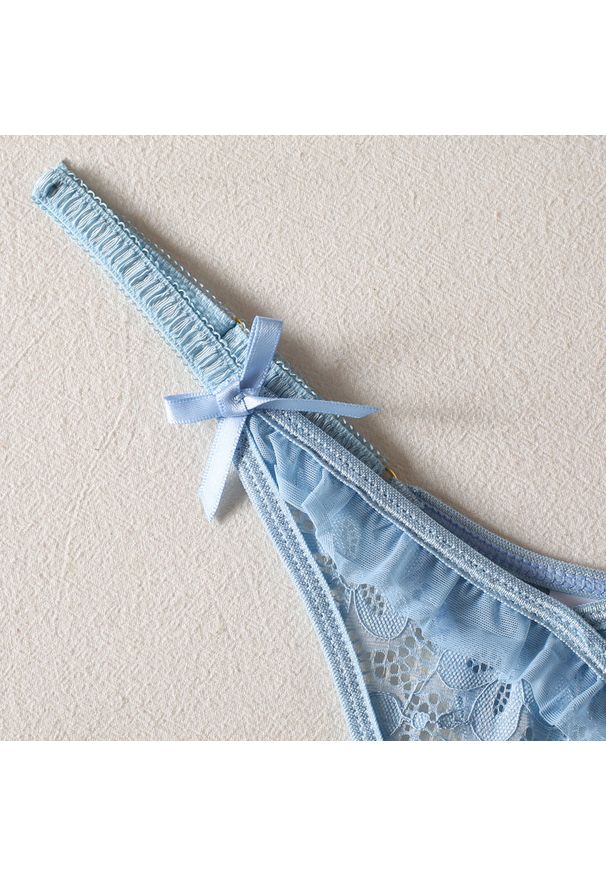 Intica - Komplet bielizny z subtelnymi detalami na specjalne okazje Hannchen. Kolor: niebieski. Materiał: skóra, materiał, koronka. Wzór: koronka