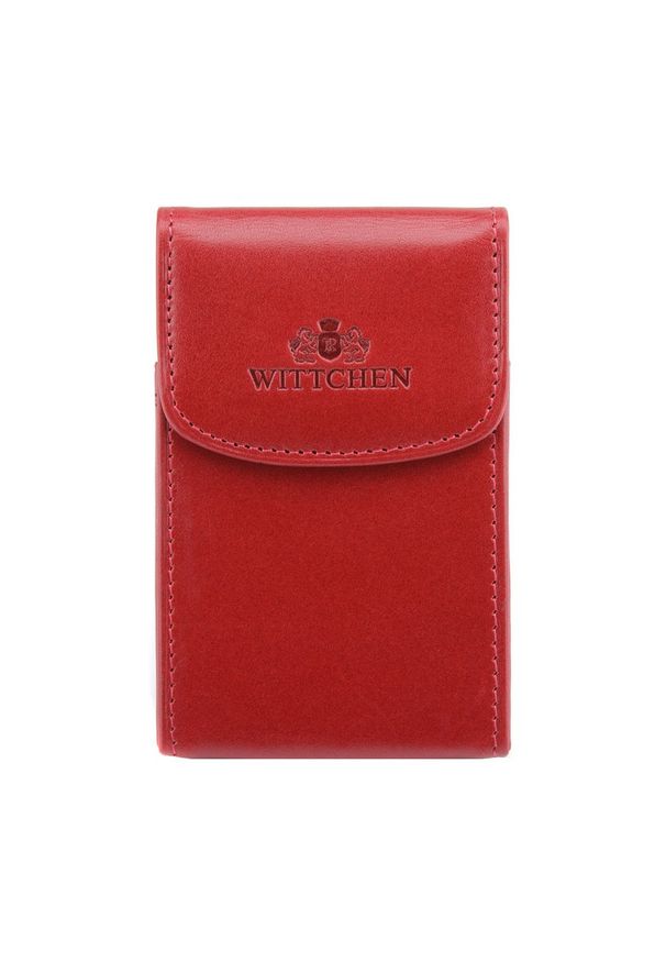 Wittchen - Etui na wizytówki skórzane metalowe czerwone. Kolor: czerwony. Materiał: skóra