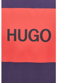 Hugo Bluza bawełniana męska kolor brązowy z nadrukiem. Okazja: na co dzień. Kolor: fioletowy. Materiał: bawełna. Wzór: nadruk. Styl: casual
