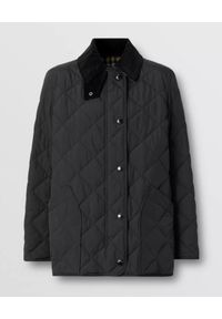 Burberry - BURBERRY - Pikowana kurtka z termoregulacją. Kolor: czarny. Materiał: materiał. Długość rękawa: długi rękaw. Długość: długie. Wzór: aplikacja, kratka. Styl: vintage #4