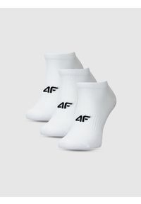 4f - 4F Skarpetki casual przed kostkę (3-pack) męskie - białe 43-46. Kolor: biały. Materiał: bawełna, włókno, materiał, poliamid