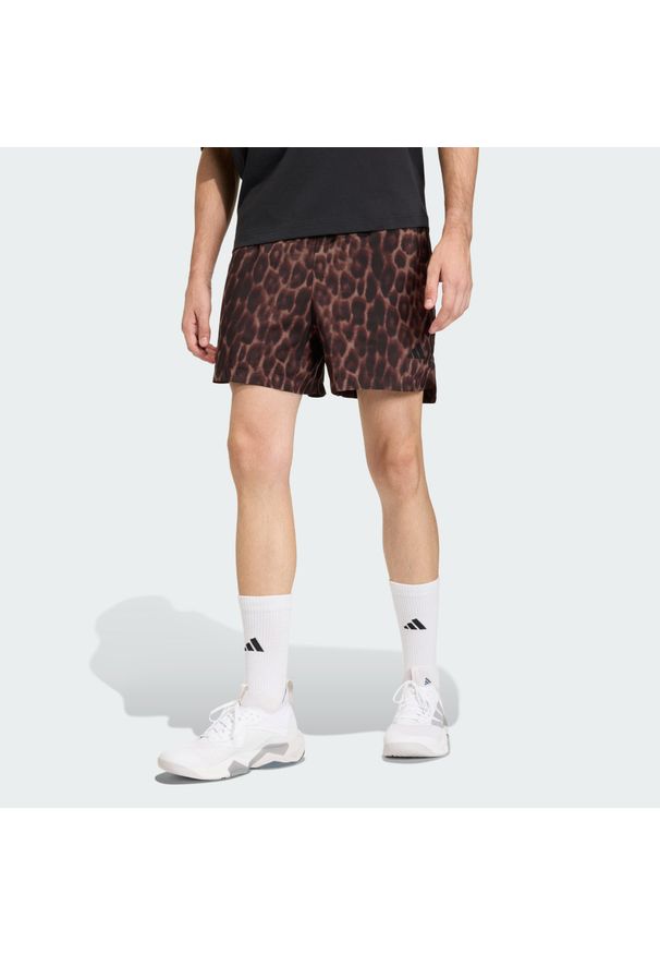 Adidas - Szorty D4T Power Aop. Kolor: beżowy, wielokolorowy, brązowy, czarny. Sport: fitness