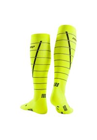 Skarpety kompresyjne damskie sportowe CEP Reflective wysokie. Kolor: żółty, wielokolorowy, czarny