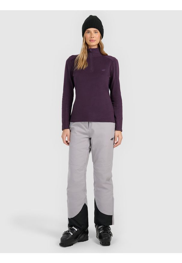 4f - 4F Bielizna termiczna polarowa (góra) damska - fioletowa L. Typ kołnierza: kołnierzyk stójkowy. Kolor: fioletowy. Materiał: polar. Sezon: zima. Sport: turystyka piesza
