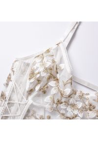 Intica - Body z haftem transparentne eleganckie Marice. Kolor: biały. Materiał: materiał. Wzór: haft #6