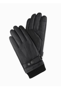 Ombre Clothing - Skórzane męskie rękawiczki męskie z funkcją dotykową - czarne V1 - Rozmiar: XL. Kolor: czarny. Materiał: skóra. Styl: klasyczny, elegancki