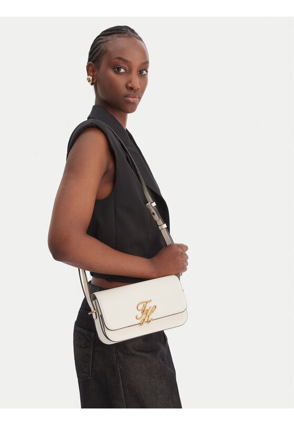 TOMMY HILFIGER - Tommy Hilfiger Torebka Th Script Flap Crossover AW0AW18399 Biały. Kolor: biały. Materiał: skórzane