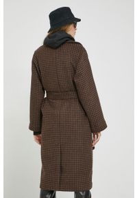 Abercrombie & Fitch płaszcz z domieszką wełny kolor brązowy przejściowy oversize. Kolor: brązowy. Materiał: wełna. Styl: klasyczny #6