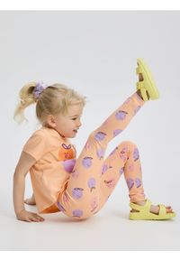 Reserved - Bawełniane legginsy we wzory - jasnopomarańczowy. Kolor: pomarańczowy. Materiał: bawełna #1