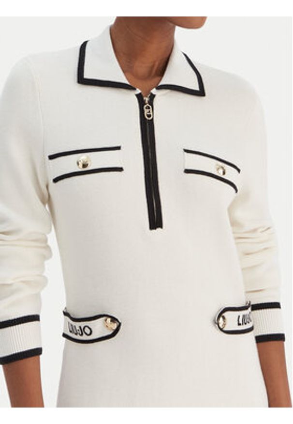 Liu Jo Sport Sukienka dzianinowa TF5251 MS59L Écru Regular Fit. Materiał: syntetyk. Typ sukienki: sportowe. Styl: sportowy