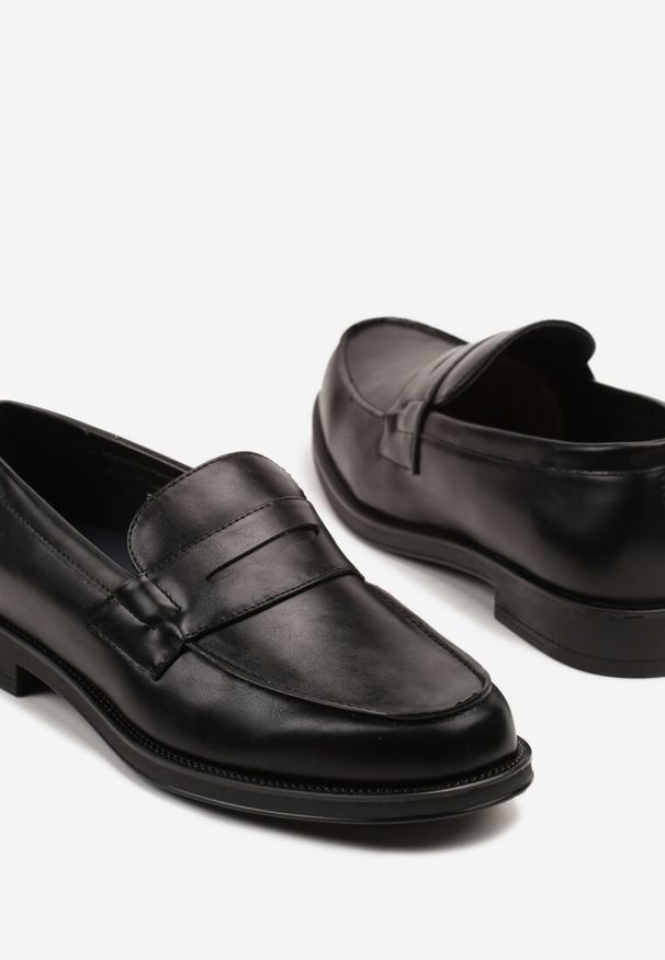 Born2be - Czarne Półbuty w Stylu Mokasynów z Ozdobą Vevinelle. Okazja: na spotkanie biznesowe. Kolor: czarny. Materiał: jeans. Wzór: aplikacja. Styl: biznesowy, elegancki