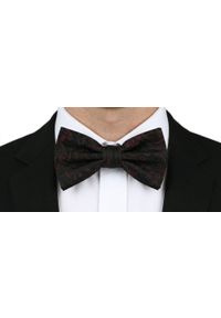 Mucha Męska z Poszetką - Chattier - Bordowa w Czarne Kwiaty. Kolor: czerwony. Wzór: kwiaty. Styl: elegancki, sportowy #3