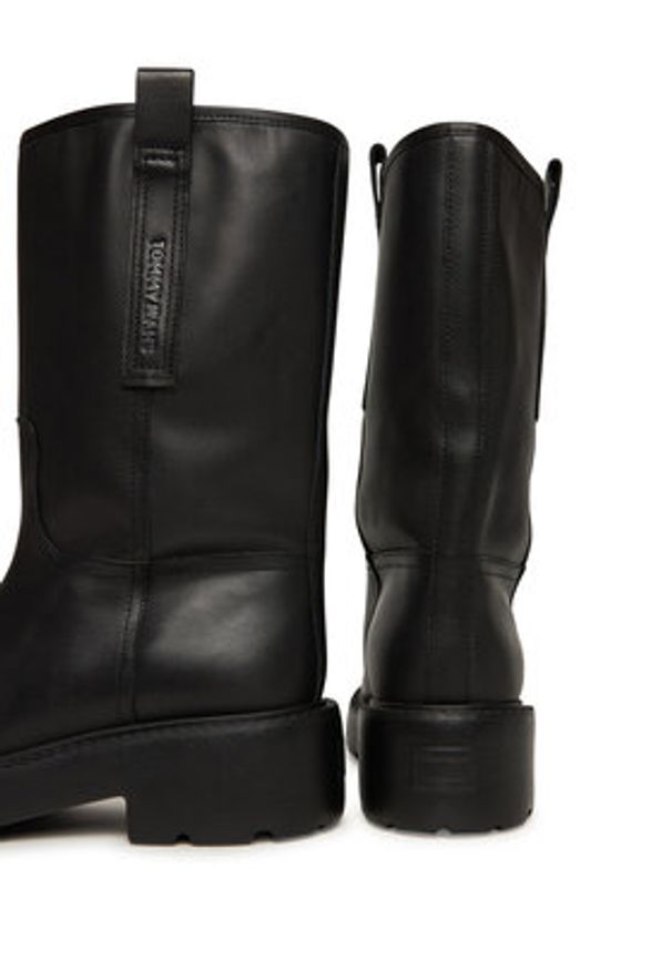 Tommy Jeans Botki Tjw Leather Mid Tubular Boot EN0EN02834 Czarny. Kolor: czarny. Materiał: skóra