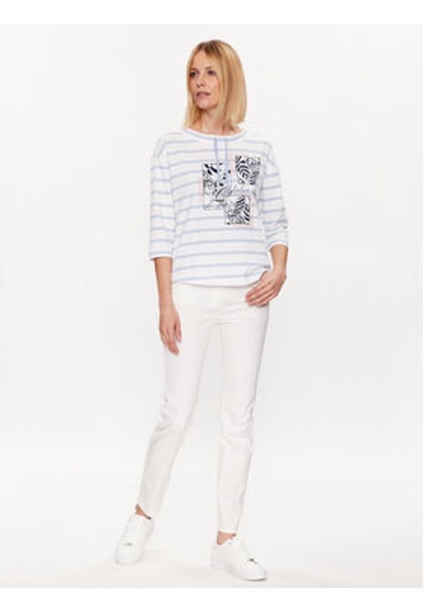 Olsen Spodnie materiałowe Mona 14000620 Biały Slim Fit. Kolor: biały. Materiał: bawełna, syntetyk