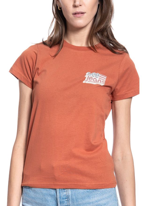 Lee - DAMSKI T-SHIRT LEE CREW NECK TEE BURNT OCRA L41LYGOM 112109078
